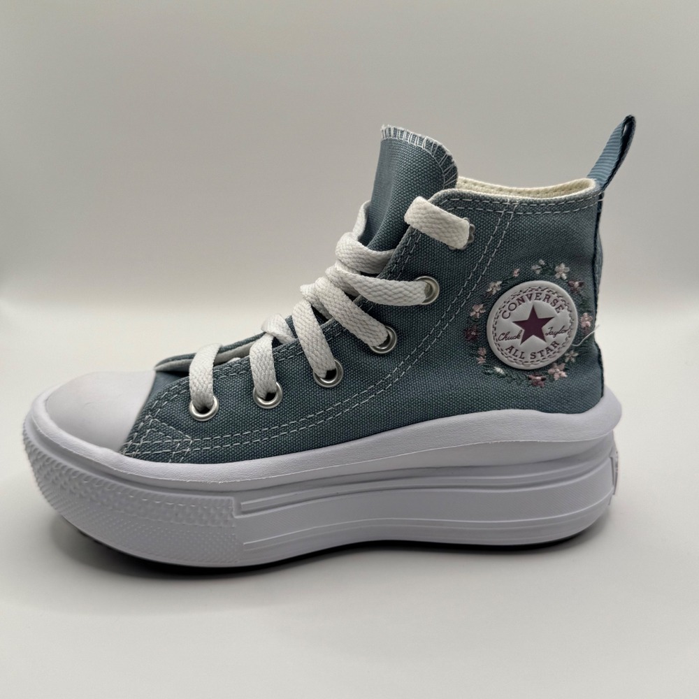 Converse Chuck Taylor All Star Move Floral Blue High Top Platform Shoes Girls 11